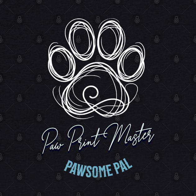 Cute dog paw print mono line pet footprint minimal design, paw print master by Collagedream